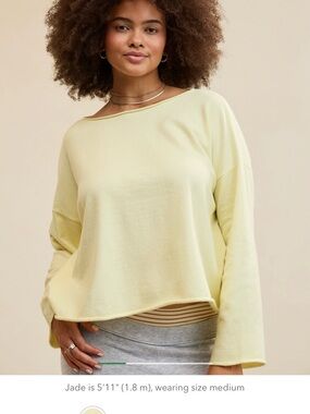aerie Pale Lemon Relaxed Long-Sleeve Top